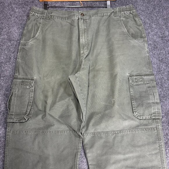 Cabelas Pants Mens 44 Trail Hiker Khaki Cotton Straight Leg Cargo Zip Fly Green - Picture 3 of 9
